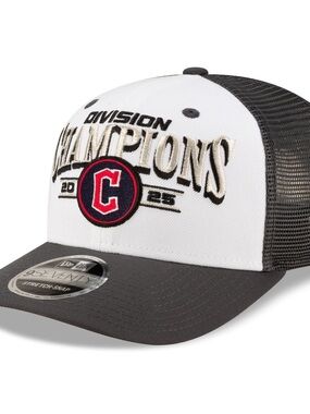 NWT 2025 Cleveland Guardians "Division Champions" Trucker Hat - White & Charcoal